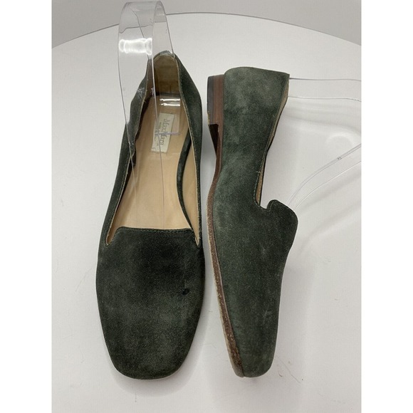 Max Mara Loafers Square Toe Suede Green Flats Women's Size 37 US 6.5 FLAW - Picture 6 of 12